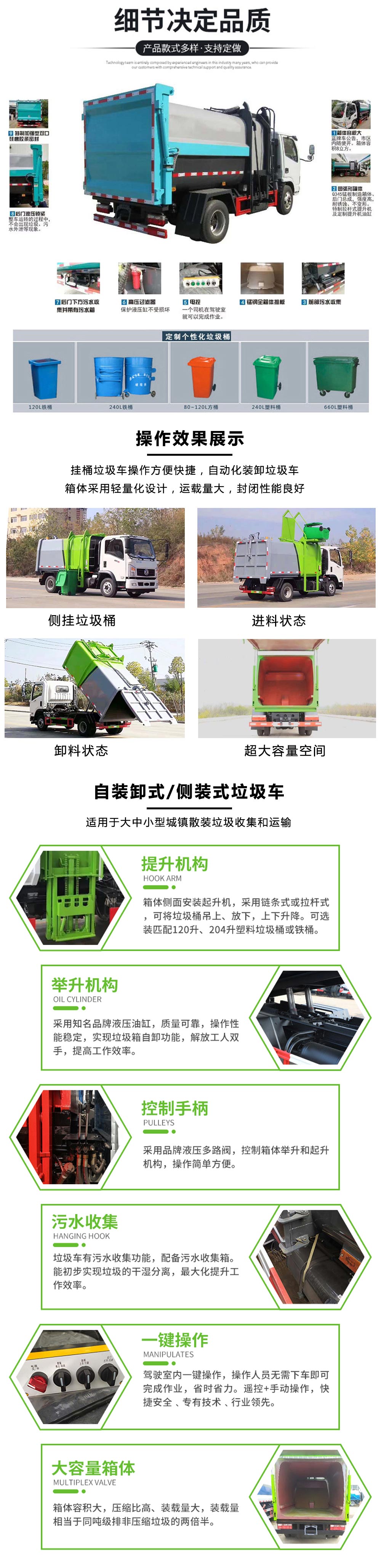 側掛桶型壓縮垃圾清運車